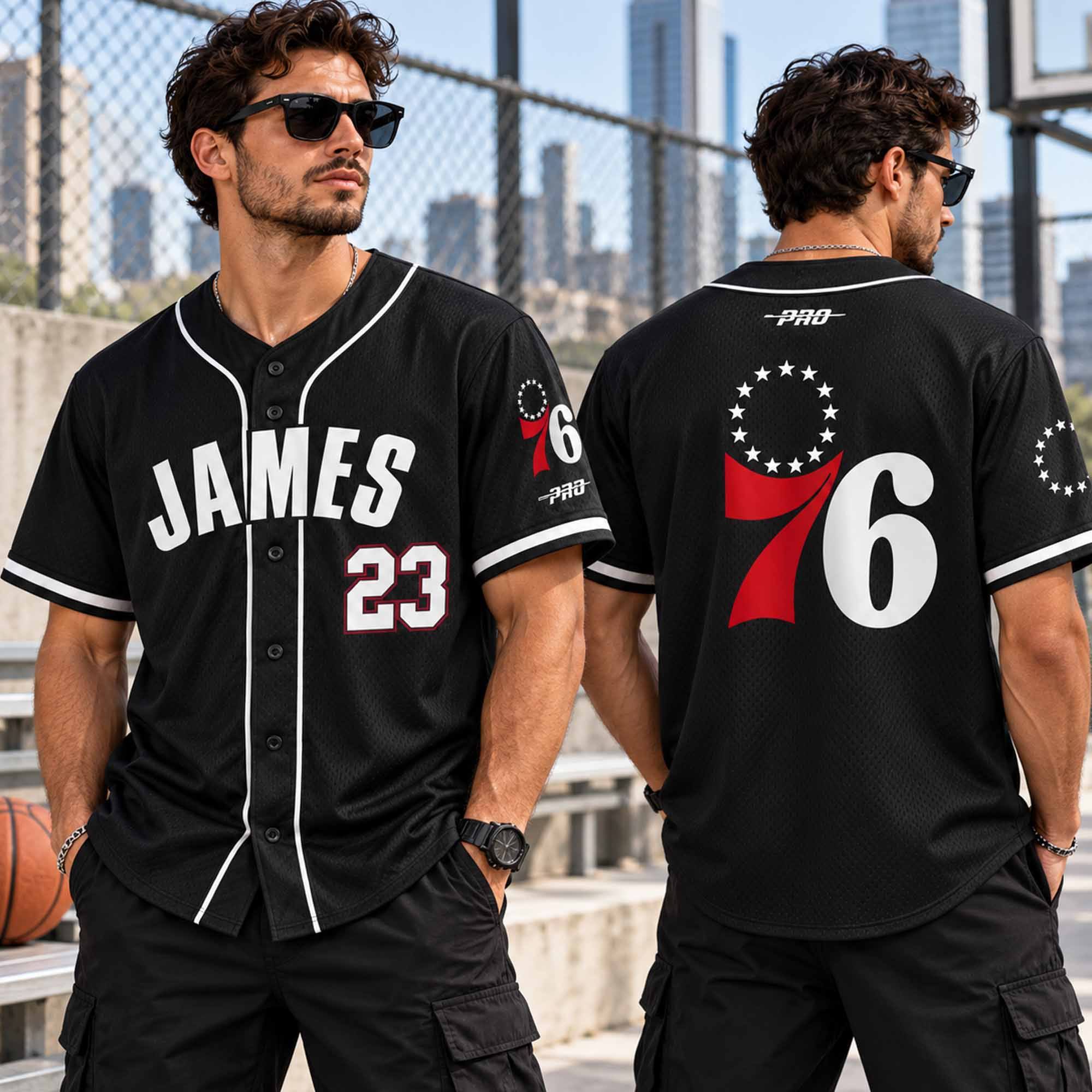 LeBron James Black 76ers Jersey 3 LeBron James Black 76ers Jersey 2