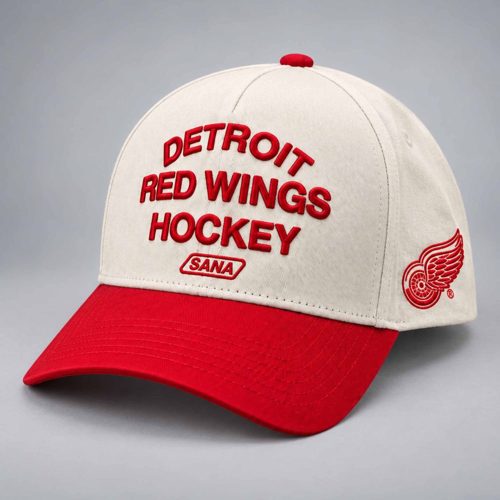 SANA x Detroit Red Wings Hockey Cream Red Hat 1